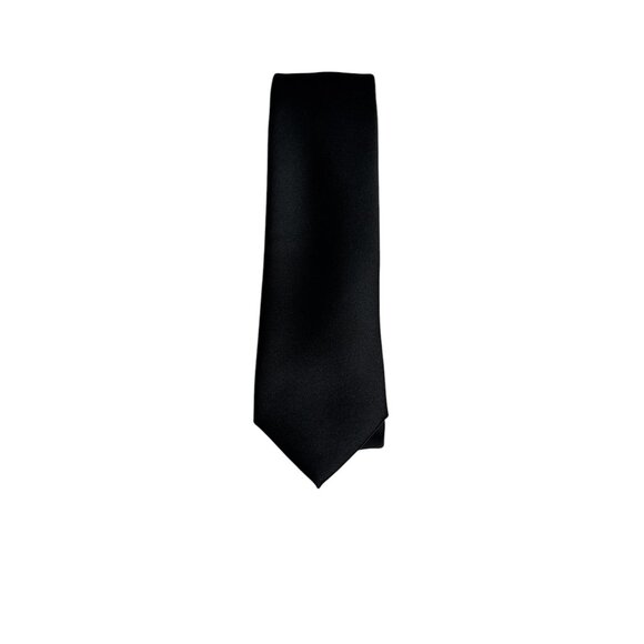 Egara Black Solid Polyester Tie Mens Formal Wear Accessory - Picture 1 of 5